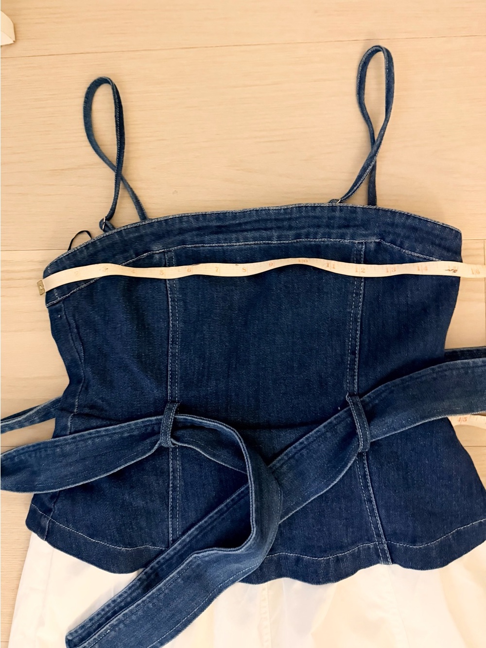 En Saison Anthropologie Harlow Mixed Media Denim Strapless Midi Dress Size S New - Picture 6 of 7